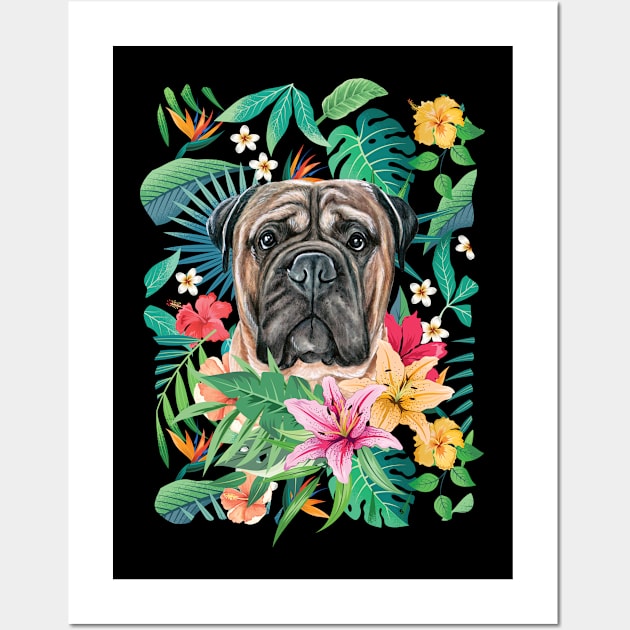 Tropical Bullmastiff Wall Art by LulululuPainting